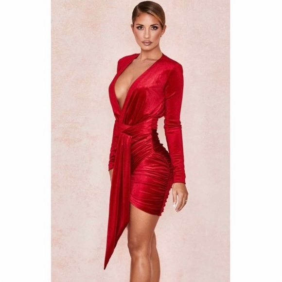 House Of CB Red Velvet Farrah Dress. NWT. Size XSmall. - Picture 5 of 12
